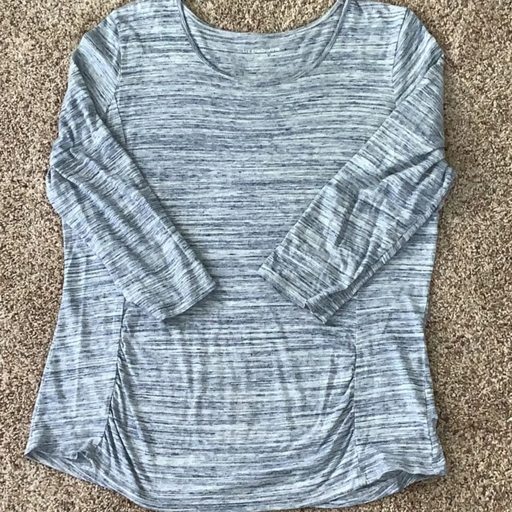 Liz Claiborne Weekend blue/white stripe scoop neck, 3/4 sleeve top Size XL - Picture 1 of 10